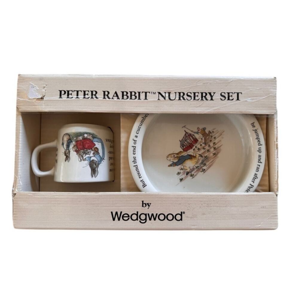 VINTAGE Wedgwood Peter Rabbit by Beatrix Potter 3-Piece Porcelain Nursery Set